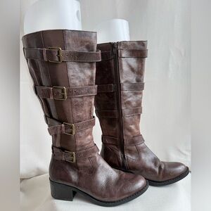 Brown Leather Knee-High Boots